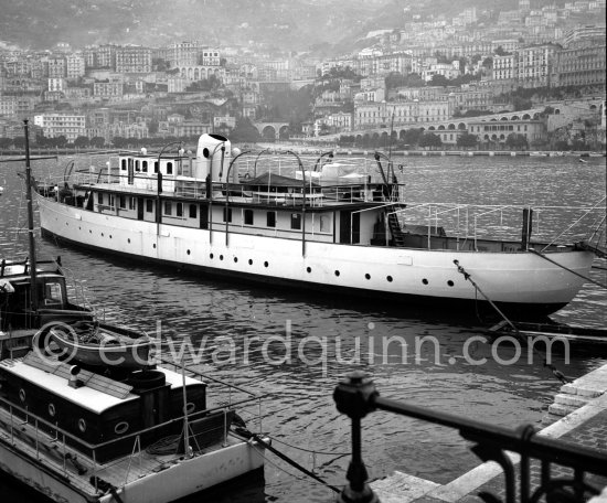 Prince Rainier\'s luxury yacht Deo Juvante II anchored in Monaco harbor, about 1950. - Photo by Edward Quinn