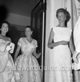 Merle Oberon, Elise Goulandris and Princess Caracciolo, Marella, wife of Gianni Agnelli (from left). Monte Carlo Polio Gala 1957. - Photo by Edward Quinn