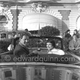 Jean-Pierre Aumont, French actor, and not yet identified friend. Cannes Film Festival 1954 on Croisette. Car: Oldsmobile Futuramic 88 1950 - Photo by Edward Quinn