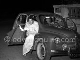 Lise Bourdin, Cannes 1954. Car: Renault 4CV - Photo by Edward Quinn