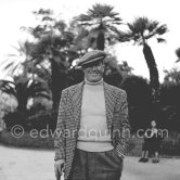 Maurice Chevalier strolling in the Jardin Albert Premier, Nice 1951. He owned a villa, La Louque, near Cannes. - Photo by Edward Quinn