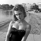 French actress Isabelle Corey during filming of "Et Dieu créa la femme" ("And God Created Woman"). Cannes Film Festival 1956. - Photo by Edward Quinn