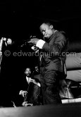 Miles Davis Quintet: Miles Davis (tpt), Ron Carter (b). Juan-Les Pins Jazz Festival, Antibes 1963. - Photo by Edward Quinn