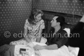 Luis Miguel Dominguin and Canadian actress Alexandra Stewart ("Exodus"). Hotel Nord-Pinus, Arles 1960. - Photo by Edward Quinn
