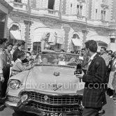 Diana Dors. Cannes Film Festival 1956. Car: Cadillac 1955 Series 62, Style 6267x Convertible. - Photo by Edward Quinn