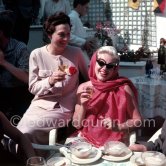 on the left the french actress Arletty, on the right Diana Dors. Cannes Film Festival 1956. - Photo by Edward Quinn