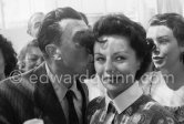 Fernandel and Geraldine Brooks. Cannes 1956. - Photo by Edward Quinn