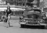 Rhonda Fleming. The Italian press called her "La bomba rossa" (The Red Bomb). Cannes 1954. Car: Cadillac Eldorado sixty special 1954. - Photo by Edward Quinn