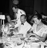 Caviar for (from left) Merle Oberon, Count Rossi (owner of a wine and aperitif mark), Elise Goulandris. Monte Carlo Polio Gala 1957 - Photo by Edward Quinn