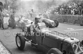 The start of the Monaco Grand Prix 1950 is imminent. Bob Gerard, (26) ERA R4A/B, Johnny Claes, (6) Talbot Lago T26, Louis Chiron, (48) Maserati 4CLT. Monaco Grand Prix 1950.