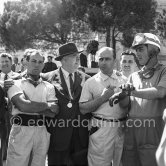 From left Stirling Moss, Mercedes racing manager Alfred Neubauer, Juan Manuel Fangio, Luigi Musso. Monaco Grand Prix 1955. - Photo by Edward Quinn