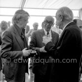 Graham Greene (right) and Anthony Burgess (left) at a Cocktail Party in Antibes 1981. - Photo by Edward Quinn