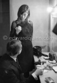 Françoise Hardy before a concert in her wardrobe at Casino Municipal. Nice 1964. - Photo by Edward Quinn