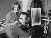 Hans Hartung with his wife Anna Eva Bergman, also an artist, at their apartment, in Nice 1961. - Photo by Edward Quinn