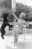 Lilian Harvey with her Lakeland Terrier Rupy on the terrace of her house in Juan-les-Pins 1953. - Photo by Edward Quinn