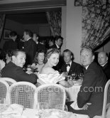 Olivia de Havilland, Pierre Galante (left), journalist of Paris Match, and Van Johnson, Cannes Film Festival 1955. - Photo by Edward Quinn