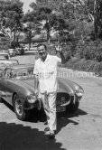 William Holden, Hotel du Cap-Eden-Roc, Antibes, France, 1959. Car Ferrari 375 MM  Pinin Farina 1953. - Photo by Edward Quinn