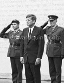 John F. Kennedy, official visit. Members of the army salute as JFK stands to attention, during the Arbour Hill ceremony. Dublin 1963.