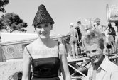 Deborah Kerr and Jean Seberg, two of the principal actors of "Bonjour Tristesse", film by Otto Preminger. Le Lavandou 1957. - Photo by Edward Quinn
