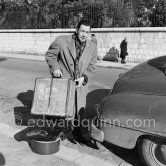 French actor Paul Meurisse in Nice for filming "La neige était sale" ("The Snow Was Dirty"). Nice 1952. Car: 1951 Dodge Kingsway Custom - Photo by Edward Quinn