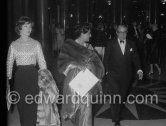 Aristotle Onassis, Maria Callas and Sita Devi, Maharanee of Baroda, known as the "Indian Wallis Simpson" walking through Casino, at ballet gala evening. Monte Carlo 1960. - Photo by Edward Quinn