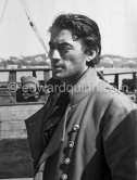 Gregory Peck as Captain Hornblower on the set of the film of the same name. Villefranche 1950. - Photo by Edward Quinn