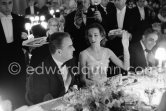 Prince Rainier and Dawn Addams, Aristotle Onassis (right). "Bal à l'opéra", Monte Carlo 6.2.1959. - Photo by Edward Quinn