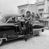 Ruth Roman, American actress. Co-star in "Bitter Victory". It was the first time she played since she was shipwrecked on board the "Andrea Doria" the year before. Mougins 1957. Car: 1955 Cadillac Series 62, style 6237DX Coupé de Ville - Photo by Edward Quinn