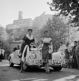 Jane Russell and Jeannne Crain during the filming of "Gentlemen Marry Brunettes". Monte Carlo 1954. Car: Mercedes-Benz 300 S - Photo by Edward Quinn