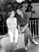Jean Seberg and David Niven 1957 at Le Lavandou for the shooting of "Bonjour Tristesse", film by Otto Preminger. - Photo by Edward Quinn