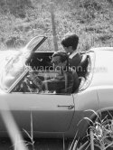 Roger Vadim and Catherine Deneuve, rarely seen with dark hair. Saint-Tropez 1961. Car: 1961 Ferrari 250 GT SWB Spyder California serial number 2175GT - Photo by Edward Quinn