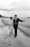 Natalie Wood and Warren Beatty on the beach. Cannes Film Festival 1962. - Photo by Edward Quinn