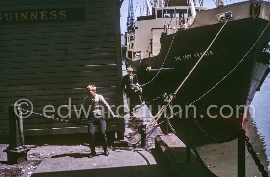 The River Liffey with the Guinness Brewery ship The Lady Grania loading barrels. Dublin 1963. - Photo by Edward Quinn