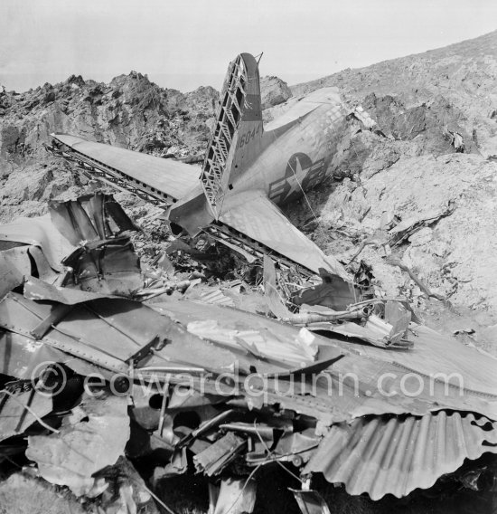 Crash of military plane C 47. USAF Douglas C-47A 43-16044 struck a mountain in the Maritime Alps (Mont Carbone, Saint-Étienne-de-Tinée ) on the France/Italy border due to a navigation error, killing all 20 on board. - Photo by Edward Quinn