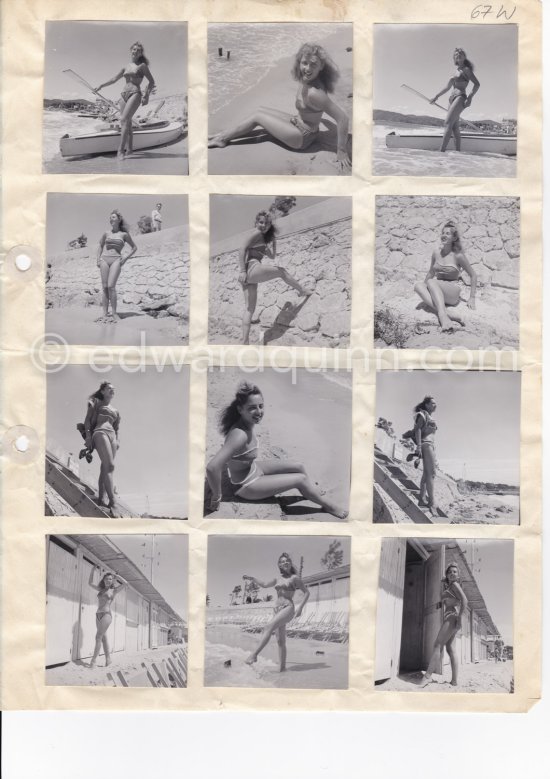 Nicole Arnaud. Juan-les-Pins 1950. Contact prints. Photos from original negatives available. - Photo by Edward Quinn