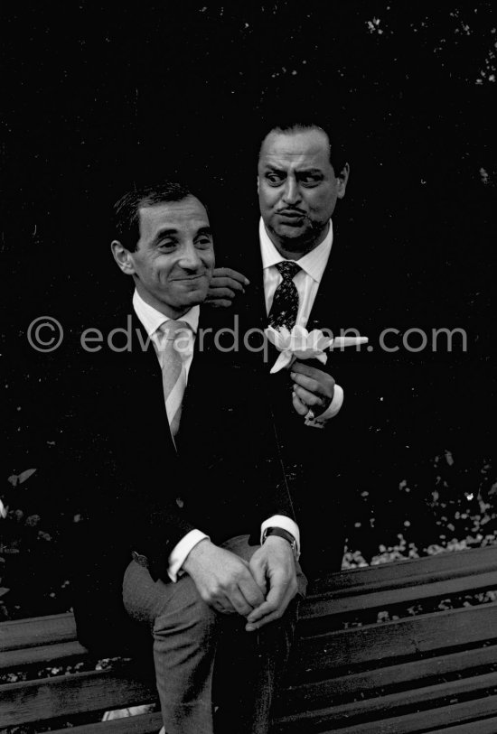 Charles Aznavour and singer Dario Moreno. Cannes 1960. - Photo by Edward Quinn