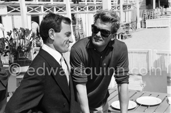 Charles Aznavour and Jean Marais. Cannes 1958. - Photo by Edward Quinn