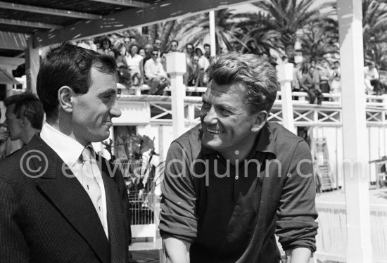 Charles Aznavour and Jean Marais. Cannes 1958. - Photo by Edward Quinn