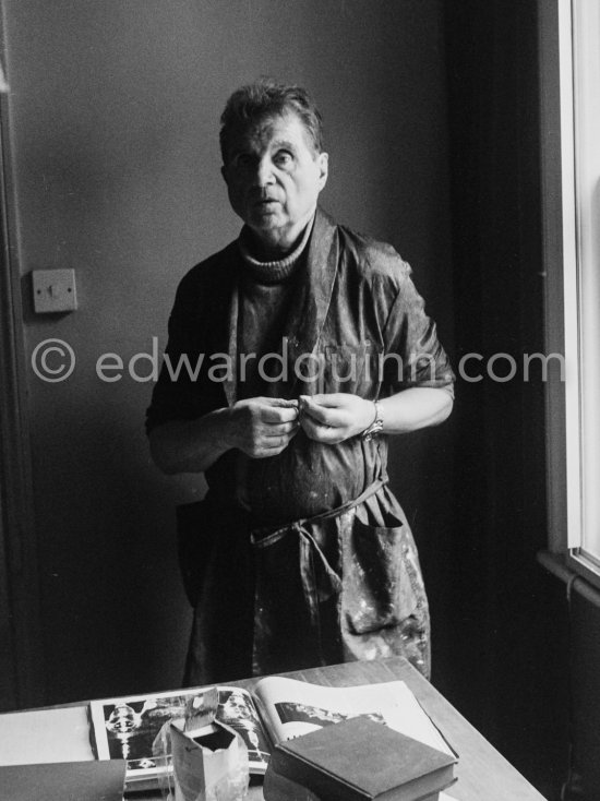 Francis Bacon at his Reece Mews home in London 1978. - Photo by Edward Quinn