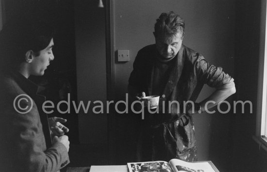 Francis Bacon at his Reece Mews home in London 1978. - Photo by Edward Quinn