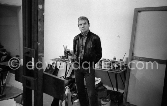 Francis Bacon at his studio in Paris, rue de Birague, 1979. - Photo by Edward Quinn