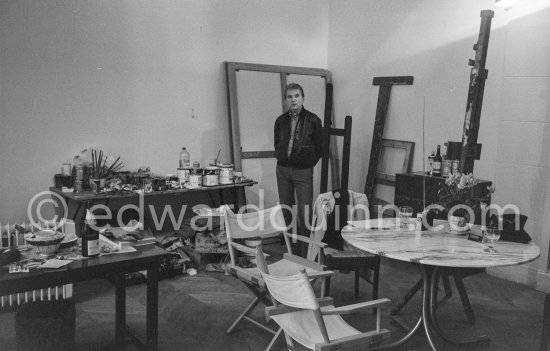 Francis Bacon at his studio in Paris, rue de Birague, 1979. - Photo by Edward Quinn