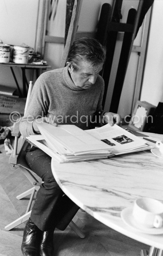 Francis Bacon at his studio in Paris, rue de Birague, 1979. - Photo by Edward Quinn