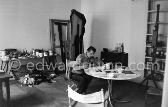 Francis Bacon at his studio in Paris, rue de Birague, 1979. - Photo by Edward Quinn