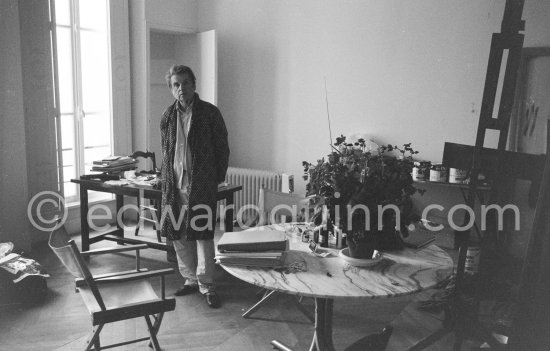 Francis Bacon 1979 on a late morning at his Paris studio, rue de Birague. - Photo by Edward Quinn