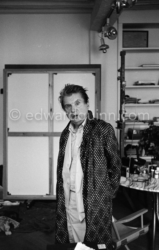 Francis Bacon 1979 on a late morning at his Paris studio, rue de Birague. - Photo by Edward Quinn