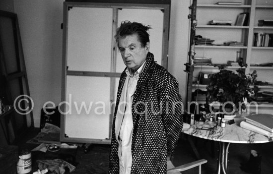 Francis Bacon 1979 on a late morning at his Paris studio, rue de Birague. - Photo by Edward Quinn