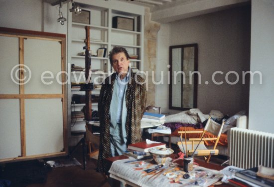 Francis Bacon 1979 on a late morning at his Paris studio, rue de Birague. - Photo by Edward Quinn