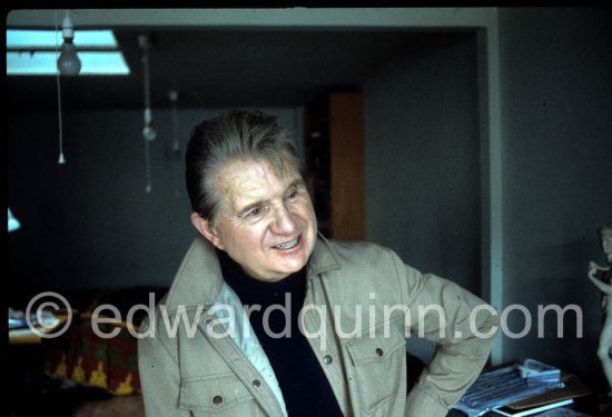 Francis Bacon at his studio, 7 Reece Mews London SW7, 1980. - Photo by Edward Quinn