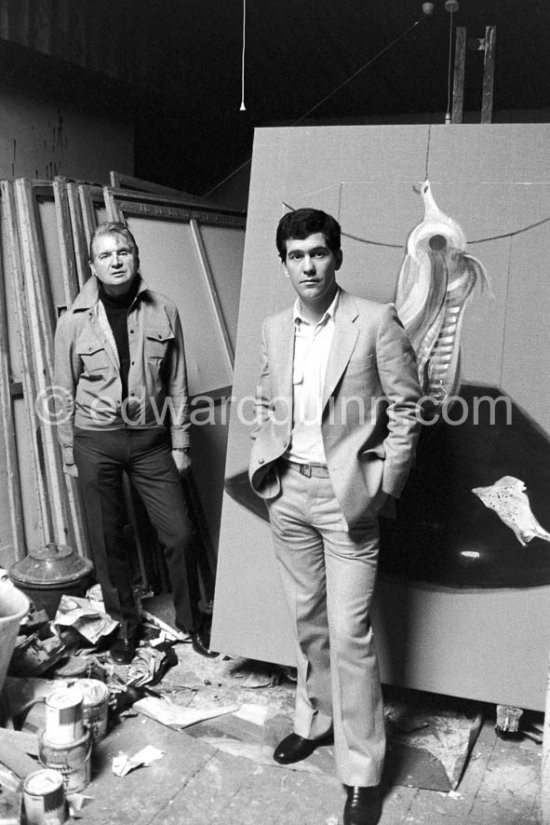 Francis Bacon and John Edwards at the Reece Mews studio in London 1980. - Photo by Edward Quinn